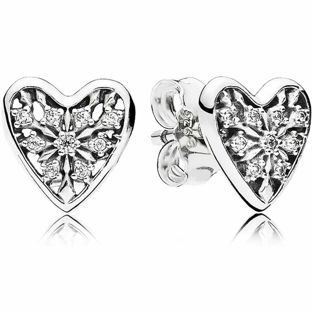 Authentic Pandora Silver Heart of Winter CZ Earrings 296368CZ