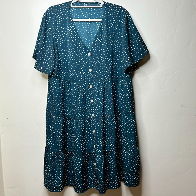 90s swing dress Cosonsen Shift Womens XL Green White Tiered Button-Up Grunge S/S Maxi dress Color:Red Gloves size:42 Moschino Backless Sweater Dress while the full sing