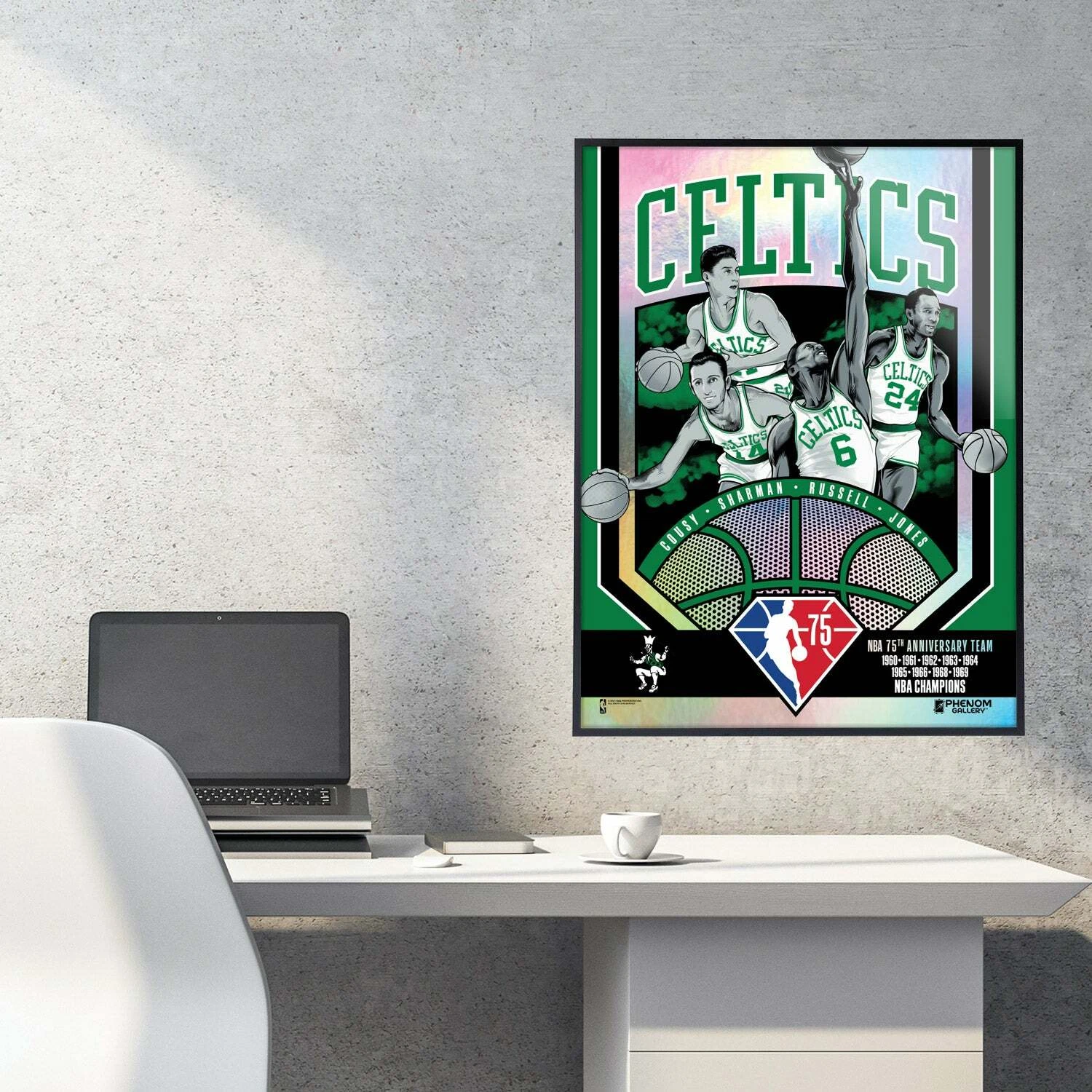 Phenom Gallery Boston Celtics 75th Anniv 60's NBA Champs Poster