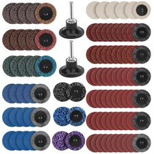 104x 2" Roll Lock Sanding Discs Die Grinder Quick Change Disc Set W/ 1/4 Holder