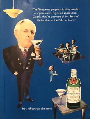 1994 Tanqueray Gin Mr Jenkins PRINT AD Spokesman - Pelican Room Incident VTG 90s