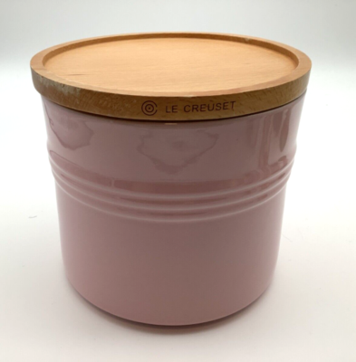Le Creuset XLarge Stoneware Storage Jar Canister Wooden Lid in