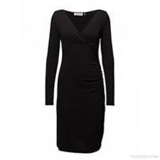 BNWT Womens Rosemunde Long Sleeve Black Stretch V-Neck Plunge Neckline Viscose M