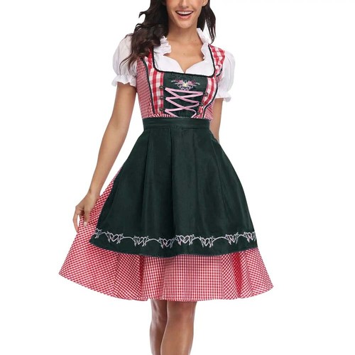 Womens Oktoberfest Beer Maid Costume Ladies Cosplay German Bavarian Dirndl Dress - Picture 4 of 6