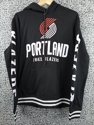 #ad Portland Trail Blazers NBA Hoodie Black Men#x27;s Medium Lettered Sleeve $16.57