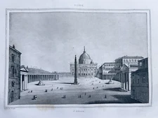 Antique Steel Engraving 1850 Italy Rome St Pietro Art Print Poster Pictures