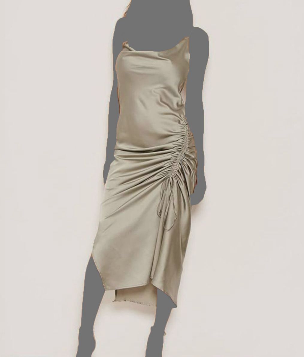 $60 AX Paris Women's Green Ruched Detail Spaghetti Strap Midi Dress Size 14  | eBay