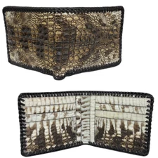 Handmade Crocodile Leather Skin Bifold Wallet Men's Natural Color