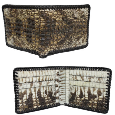 Handmade Croc Leather Skin Bifold Wallet Men's Natural Color
