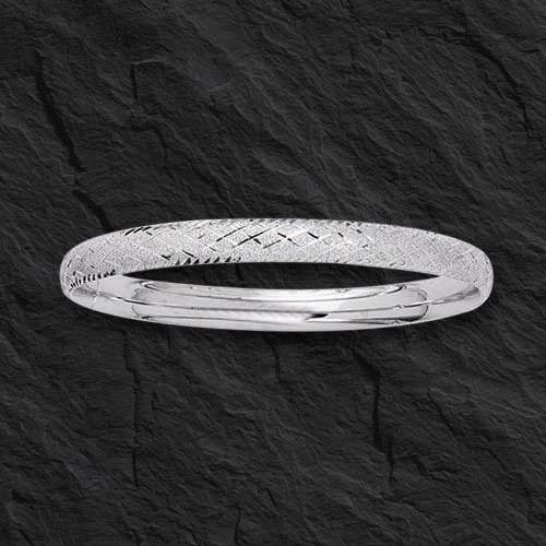 14k Weißgold 7 Zoll geätzt kariert gewölbt klappbar Armreif/Armband 6 mm 7 Gramm - Bild 2 von 11