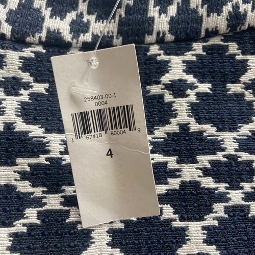 Banana Republic Mid Cotton Skirt Geometric Blue White Women's Size 4 NEW - Picture 2 of 12