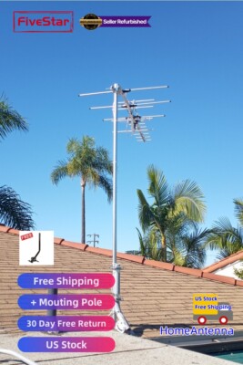 Yagi 200 Mile Outdoor TV Antenna Attic Roof Mount Digital HD Signal