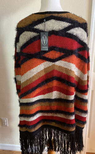VERTIGO PARIS CAPE PONCHO Burnt Orange Fringe SIZE S/M NWT $328 VT34320. - Picture 6 of 12