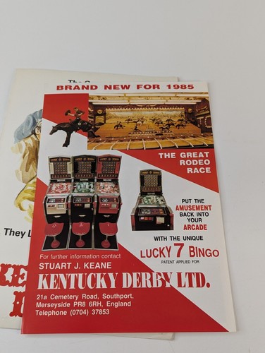 1985 Kentucky Derby Horse & Camel Racing Amusements Machine Flyer & Folder - Foto 2 di 20