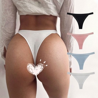 4 Pack Womens Cotton Thongs G-string Panties Sexy Stretch Soft Underwear Panty