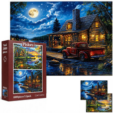 Puzzles for Adults 1000 Pieces, 2 Pack Unique 1000 Piece Lake and Night View