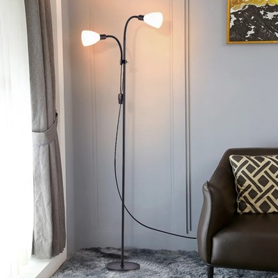 Verstellbare stehende Doppelkopf-Stehlampe, schwarz