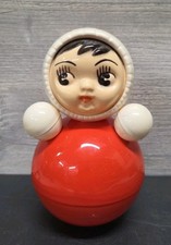 Vintage Plastic Roly-Poly USSR Red Russian Soviet Nevalyashka Retro Toy E8