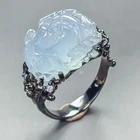 AAA carving 23 ct Natural Aquamarine Ring 925 Sterling Silver Size 7 /R451889