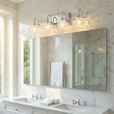 23'' Vanity Light 4 Lights LED Bathroom Mirror Crystal Shade Wall Fixture Chrome