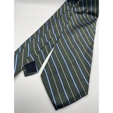 Brooks Brothers Basics Silk Tie Green Blue White Striped Made in USA RN99458