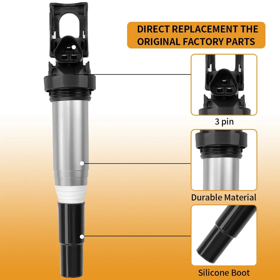 6x OEM UF667 Ignition Coil and Spark Plug For BMW 128i 328i 330i 528i 530i X3 X5 - Image 3 of 4