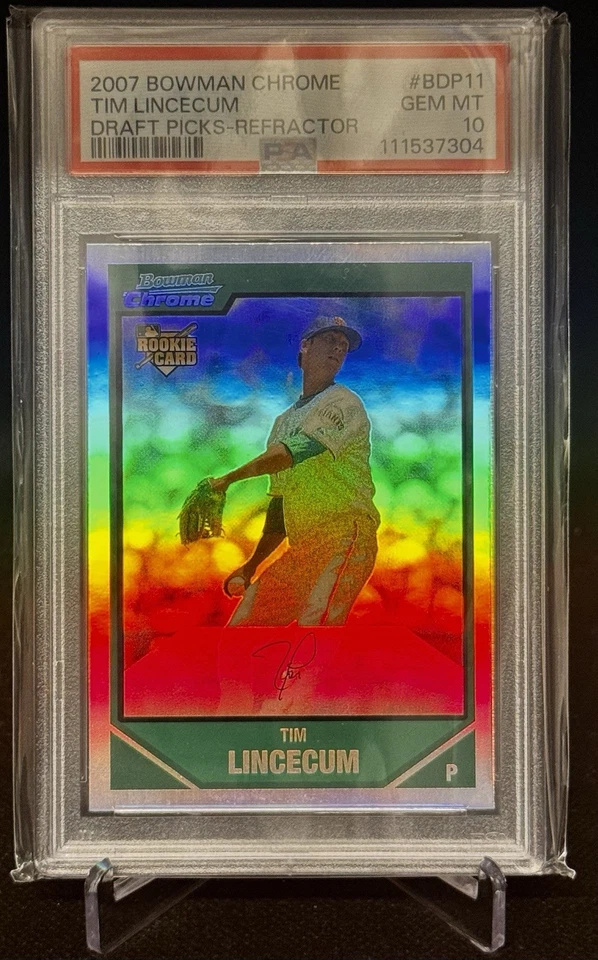 2007 Bowman Chrome - Tim Lincecum (RC) Refractor PSA 10 GEM MT Facsimile Auto  - Image 3 of 3