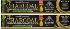 Organic Charcoal Toothpaste, Natural Bamboo, Fluoride Free, 5 IN 1 (2 Tubes)