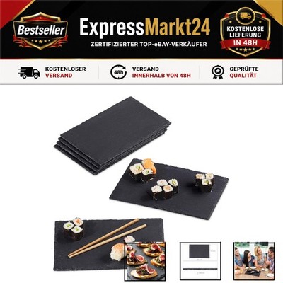 Relaxdays Schieferplatte 6er Set, 26x16 cm, Servierplatten, Anthrazit