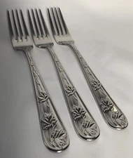 RETRONEU - TUILERIES - LEAF GARDEN - 3 DINNER FORKS - FLATWARE - SILVERWARE