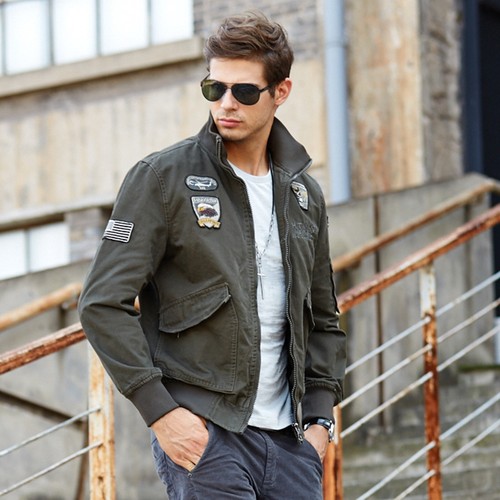 Army Men's MA-1 Bomber Jacket Military Pilot Flight Fly Outdoor Casual Work Coat - Picture 14 of 45