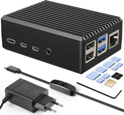 Raspberry Pi 4 Gehäuse Alu Kühlung 5.1V 3A Netzteil Met