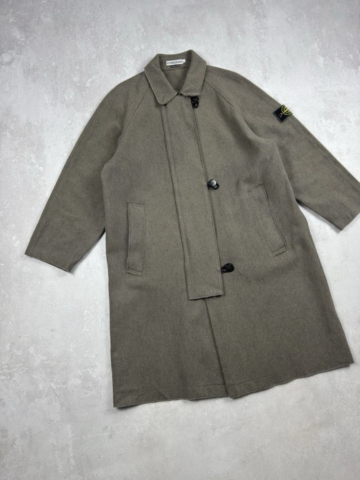 RARE! Vintage Stone Island 1995 AW Archive Long Coats Wool Made Italy Jacket 90s - Image 3 of 4