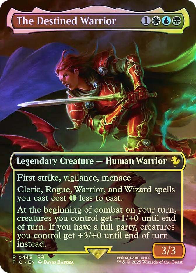 MTG FOIL The Destined Warrior Borderless - FINAL FANTASY Commander #443