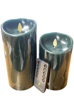 Luminara Flameless 5" and 7" Smooth Pillars w/ Remote Green