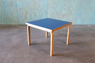 Alvar Aalto Blue Laminate Side / End Coffee Game Table Artek 1990's