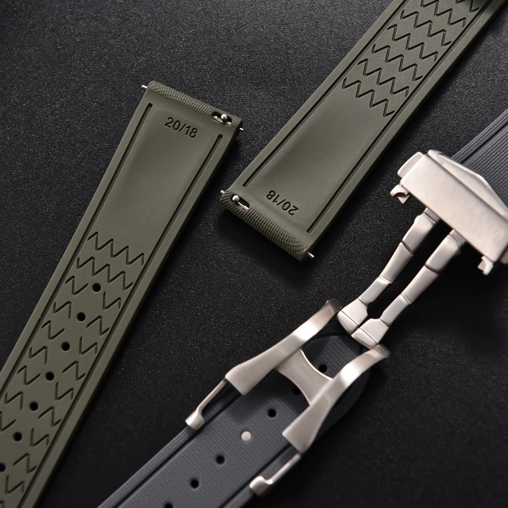 FKM Rubber for Omega Watches Strap 20mm 21mm 22mm Quick Release Luxury image 2