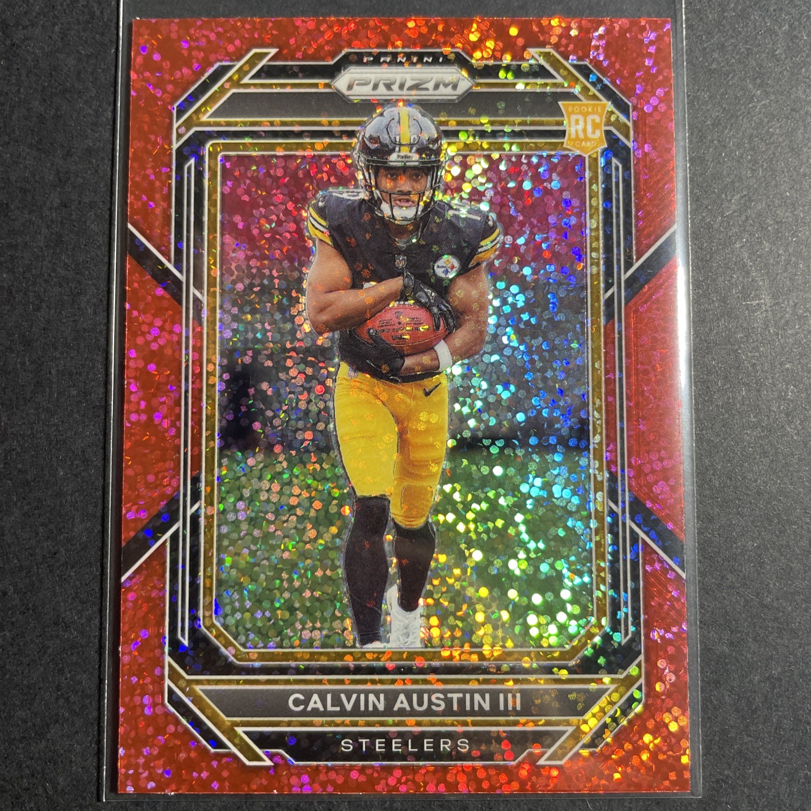 2022 Panini Prizm Red Sparkle Prizm #338 Calvin Austin III Rookie Steelers