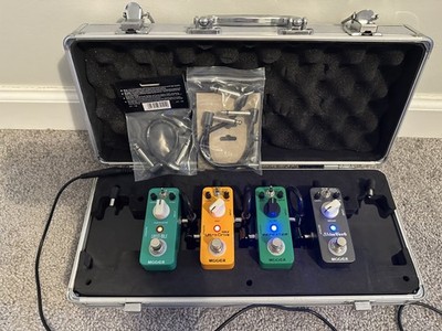 Mooer Mini Pedal Lot Green Mile Ultra Drive Repeater ShimVerb + Case & Cables
