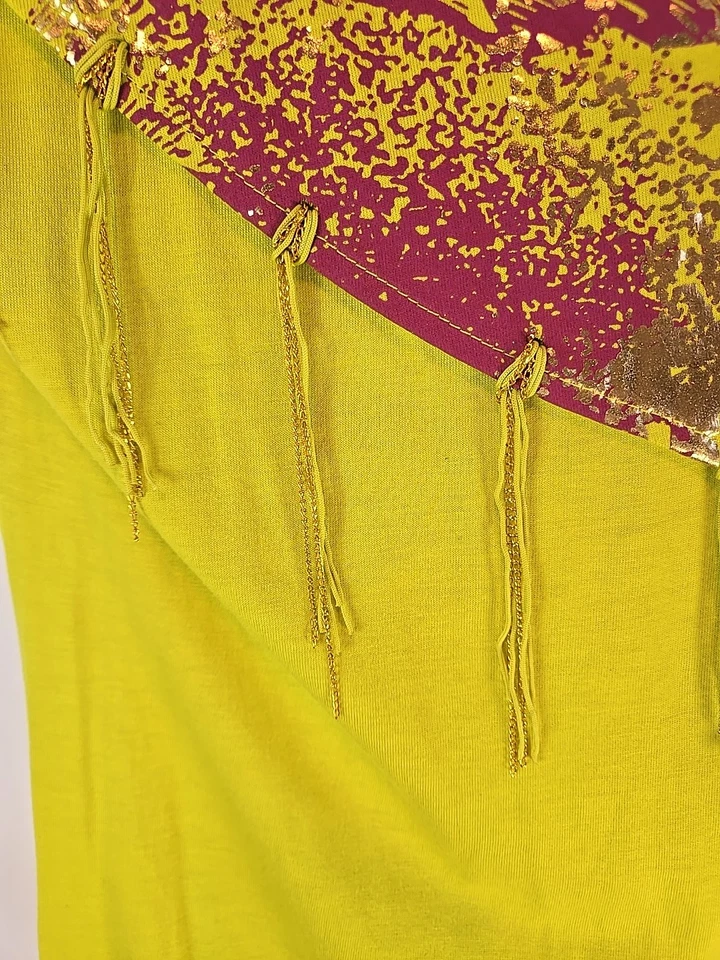 Женский многослойный топ с зеленой и фиолетовой бахромой Y2K Rocawear. Большой размер  - Изображение 4 из 4