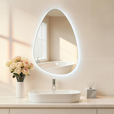 Bathroom Mirror with LED Lights, 400×600Mm Electric Vanity Mirror with Backlit L