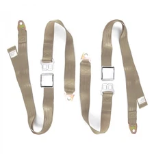 Ford 1928 - 1931 Model A  Airplane 2pt Tan Lap Bucket Seat Belt Kit - 2 Belts 
