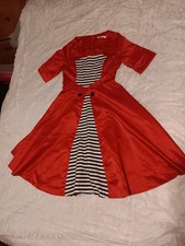 Angvns Dress Short Sleeve Vtg Retro Fit & Flare Size M Red Black White Stripes