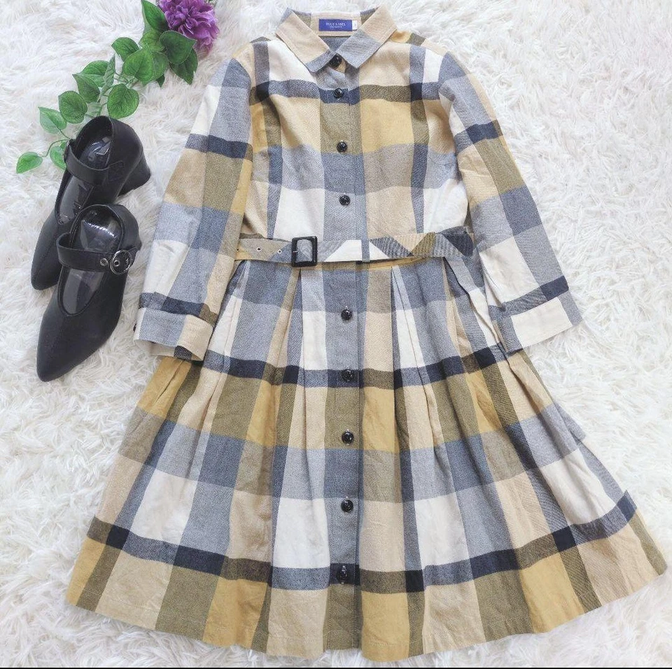 Burberry Blue Label Flare Dress with Belt Check Pattern Size 36 Length 87cm - Image 2 of 4