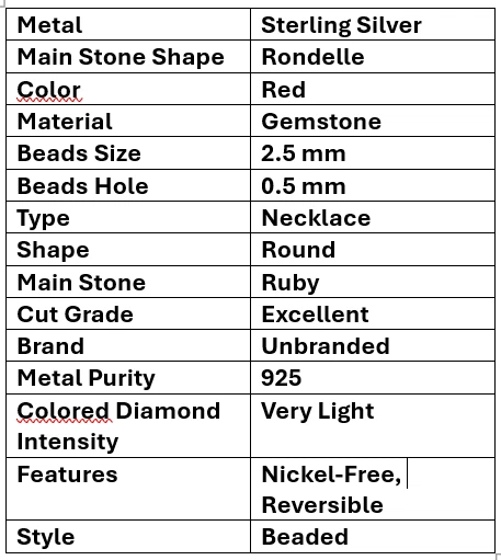 Natural Rubí Rojo Piedra Preciosa 2.5MM Perlas con Caras 925 Plata 36" 2 Capas - Imagen 2 de 4