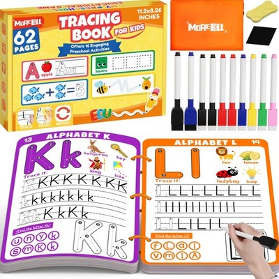 Preschool Learning Activities Educational Workbook, 62 Reusable Pages Pre Kinder