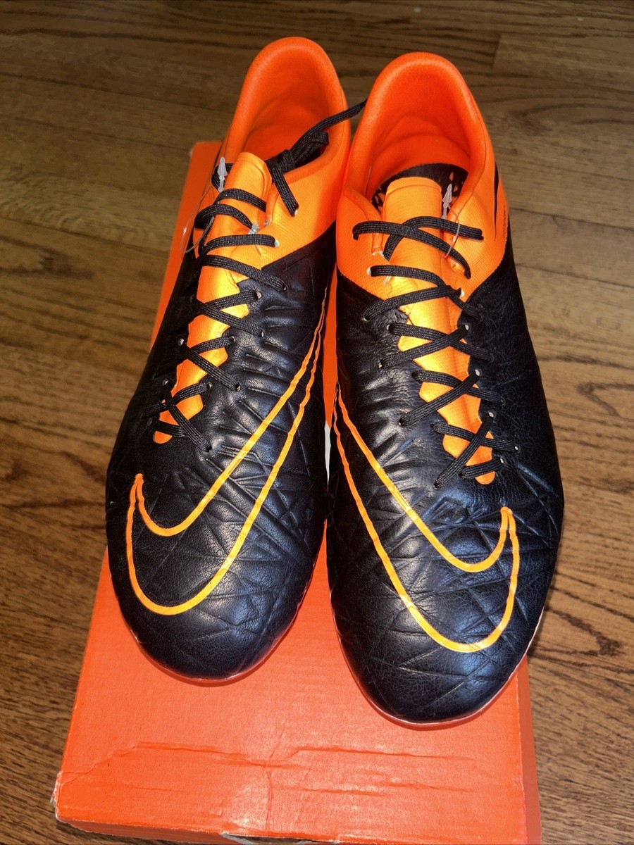 NIKE HYPERVENOM PHINISH SG Pro ORANGE BLACK SOCCER CLEATS SIZE 9