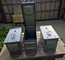 3 x .50 Cal New Metal Ammo Box Military Storage Container  Olive Green Clasp