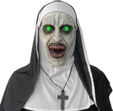 2024 Nun Scary Mask,Halloween Party Full Head Costume Mask with cross...