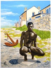 "High Noon at Low Tide" - Male NUDE 12" x 16" (30,5 x 40,6 cm) *GAY INTEREST*